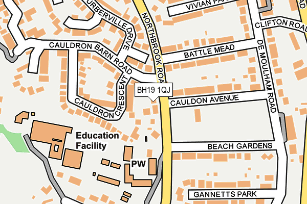 BH19 1QJ map - OS OpenMap – Local (Ordnance Survey) BH19 1QJ map - OS OpenMap – Local (Ordnance Survey)