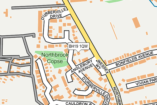 BH19 1QW map - OS OpenMap – Local (Ordnance Survey) BH19 1QW map - OS OpenMap – Local (Ordnance Survey)