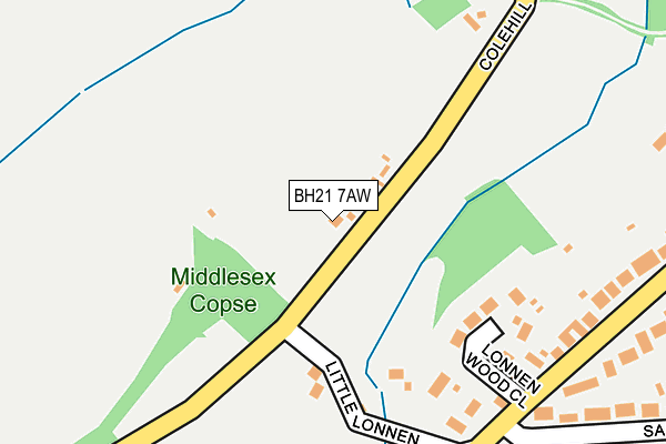 BH21 7AW map - OS OpenMap – Local (Ordnance Survey)