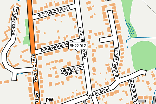 BH22 0LZ map - OS OpenMap – Local (Ordnance Survey) BH22 0LZ map - OS OpenMap – Local (Ordnance Survey)