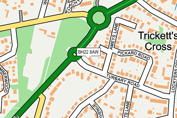BH22 8AW map - OS OpenMap – Local (Ordnance Survey) BH22 8AW map - OS OpenMap – Local (Ordnance Survey)