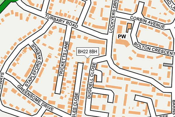 BH22 8BH map - OS OpenMap – Local (Ordnance Survey) BH22 8BH map - OS OpenMap – Local (Ordnance Survey)