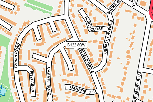 BH22 8QW map - OS OpenMap – Local (Ordnance Survey) BH22 8QW map - OS OpenMap – Local (Ordnance Survey)
