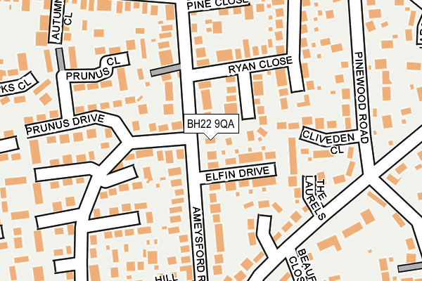 BH22 9QA map - OS OpenMap – Local (Ordnance Survey) BH22 9QA map - OS OpenMap – Local (Ordnance Survey)