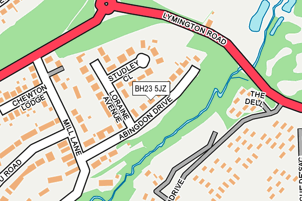 BH23 5JZ map - OS OpenMap – Local (Ordnance Survey)