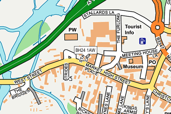 BH24 1AW map - OS OpenMap – Local (Ordnance Survey) BH24 1AW map - OS OpenMap – Local (Ordnance Survey)