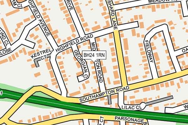 BH24 1RN map - OS OpenMap – Local (Ordnance Survey) BH24 1RN map - OS OpenMap – Local (Ordnance Survey)