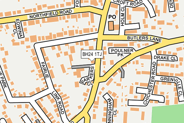 BH24 1TJ map - OS OpenMap – Local (Ordnance Survey) BH24 1TJ map - OS OpenMap – Local (Ordnance Survey)