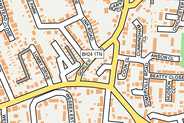 BH24 1TN map - OS OpenMap – Local (Ordnance Survey) BH24 1TN map - OS OpenMap – Local (Ordnance Survey)