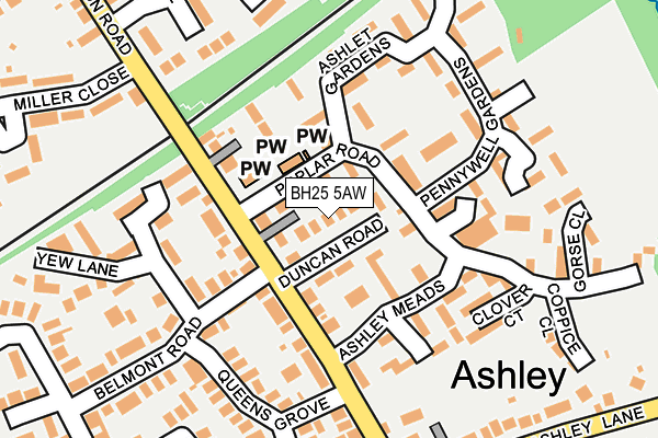 BH25 5AW map - OS OpenMap – Local (Ordnance Survey) BH25 5AW map - OS OpenMap – Local (Ordnance Survey)