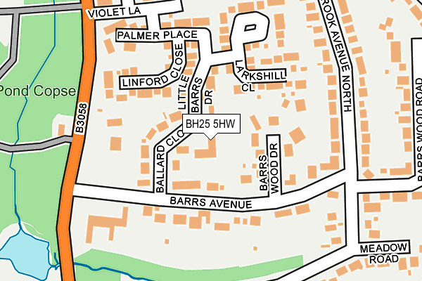 BH25 5HW map - OS OpenMap – Local (Ordnance Survey) BH25 5HW map - OS OpenMap – Local (Ordnance Survey)