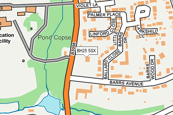 BH25 5SX map - OS OpenMap – Local (Ordnance Survey) BH25 5SX map - OS OpenMap – Local (Ordnance Survey)