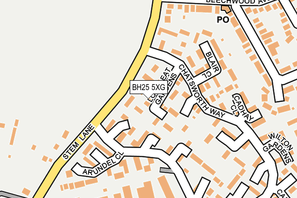 BH25 5XG map - OS OpenMap – Local (Ordnance Survey) BH25 5XG map - OS OpenMap – Local (Ordnance Survey)