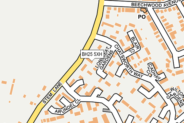BH25 5XH map - OS OpenMap – Local (Ordnance Survey) BH25 5XH map - OS OpenMap – Local (Ordnance Survey)