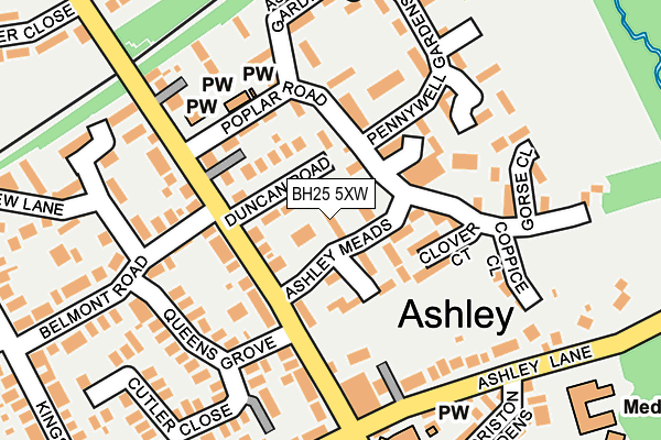 BH25 5XW map - OS OpenMap – Local (Ordnance Survey)