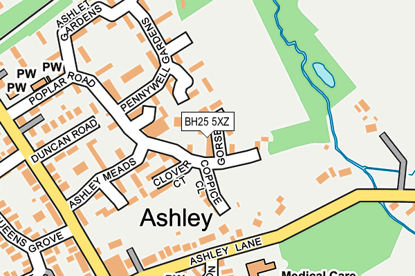 BH25 5XZ map - OS OpenMap – Local (Ordnance Survey) BH25 5XZ map - OS OpenMap – Local (Ordnance Survey)