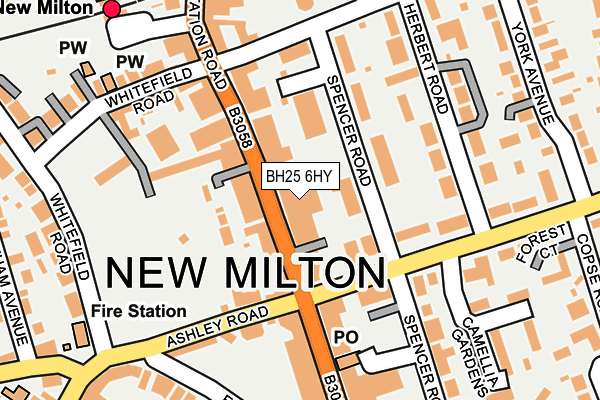 BH25 6HY map - OS OpenMap – Local (Ordnance Survey)