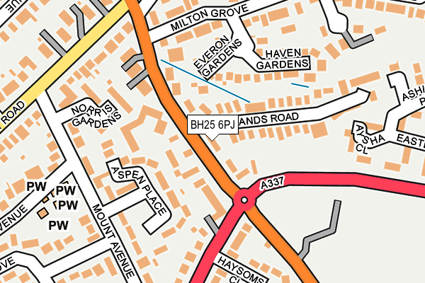 BH25 6PJ map - OS OpenMap – Local (Ordnance Survey) BH25 6PJ map - OS OpenMap – Local (Ordnance Survey)