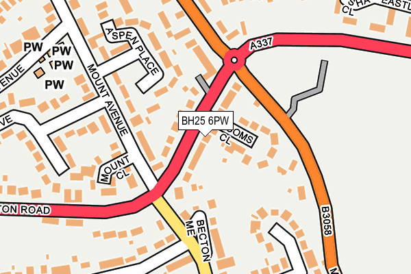 BH25 6PW map - OS OpenMap – Local (Ordnance Survey) BH25 6PW map - OS OpenMap – Local (Ordnance Survey)