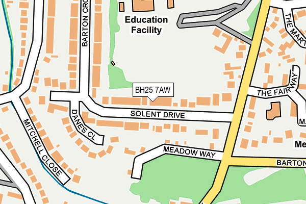 BH25 7AW map - OS OpenMap – Local (Ordnance Survey) BH25 7AW map - OS OpenMap – Local (Ordnance Survey)