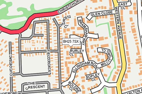 BH25 7SX map - OS OpenMap – Local (Ordnance Survey) BH25 7SX map - OS OpenMap – Local (Ordnance Survey)