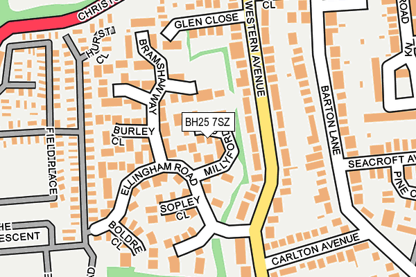 BH25 7SZ map - OS OpenMap – Local (Ordnance Survey) BH25 7SZ map - OS OpenMap – Local (Ordnance Survey)