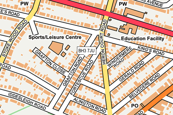 BH3 7JU map - OS OpenMap – Local (Ordnance Survey)
