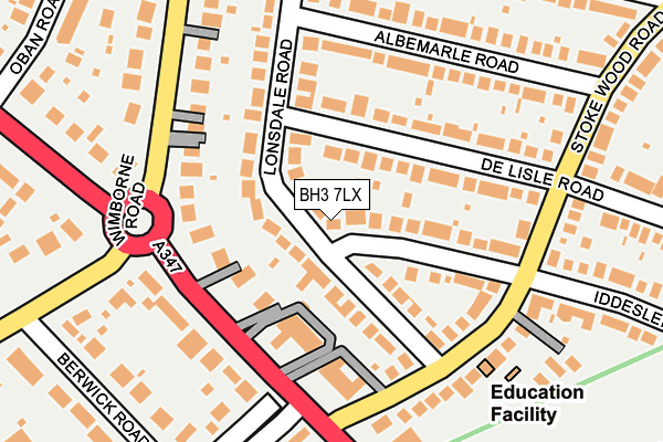 BH3 7LX map - OS OpenMap – Local (Ordnance Survey) BH3 7LX map - OS OpenMap – Local (Ordnance Survey)