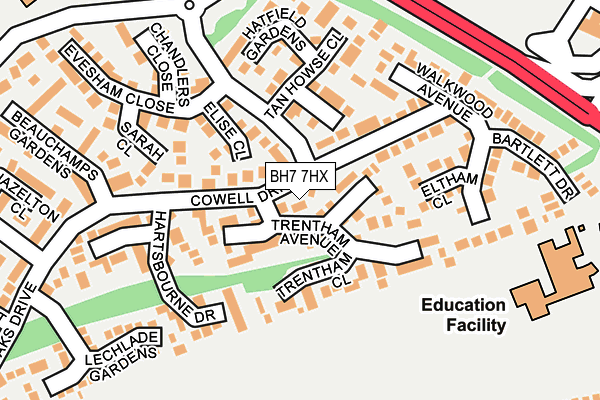 BH7 7HX map - OS OpenMap – Local (Ordnance Survey) BH7 7HX map - OS OpenMap – Local (Ordnance Survey)