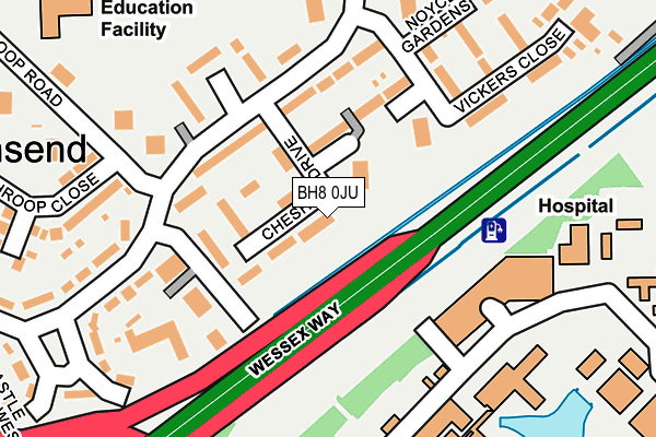 BH8 0JU map - OS OpenMap – Local (Ordnance Survey) BH8 0JU map - OS OpenMap – Local (Ordnance Survey)