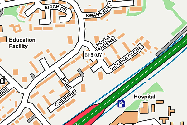 BH8 0JY map - OS OpenMap – Local (Ordnance Survey) BH8 0JY map - OS OpenMap – Local (Ordnance Survey)