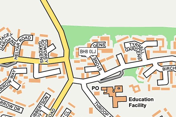 BH8 0LJ map - OS OpenMap – Local (Ordnance Survey) BH8 0LJ map - OS OpenMap – Local (Ordnance Survey)
