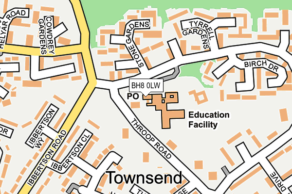 BH8 0LW map - OS OpenMap – Local (Ordnance Survey) BH8 0LW map - OS OpenMap – Local (Ordnance Survey)