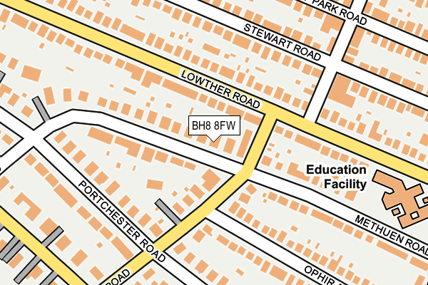 BH8 8FW map - OS OpenMap – Local (Ordnance Survey) BH8 8FW map - OS OpenMap – Local (Ordnance Survey)