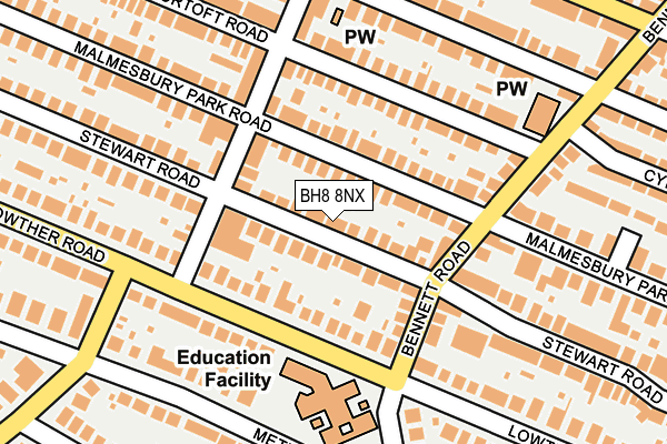 BH8 8NX map - OS OpenMap – Local (Ordnance Survey) BH8 8NX map - OS OpenMap – Local (Ordnance Survey)