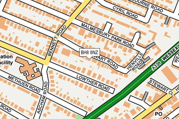 BH8 8NZ map - OS OpenMap – Local (Ordnance Survey)