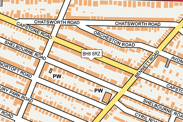 BH8 8RZ map - OS OpenMap – Local (Ordnance Survey) BH8 8RZ map - OS OpenMap – Local (Ordnance Survey)