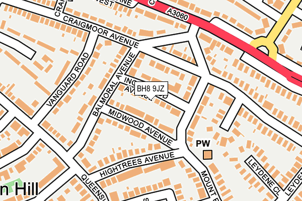 BH8 9JZ map - OS OpenMap – Local (Ordnance Survey)