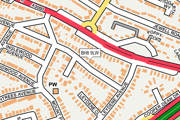 BH8 9LW map - OS OpenMap – Local (Ordnance Survey) BH8 9LW map - OS OpenMap – Local (Ordnance Survey)
