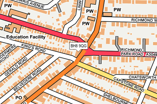 BH8 9QG map - OS OpenMap – Local (Ordnance Survey) BH8 9QG map - OS OpenMap – Local (Ordnance Survey)