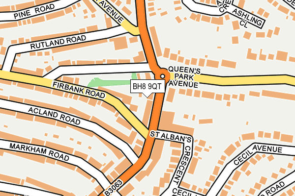 BH8 9QT map - OS OpenMap – Local (Ordnance Survey) BH8 9QT map - OS OpenMap – Local (Ordnance Survey)