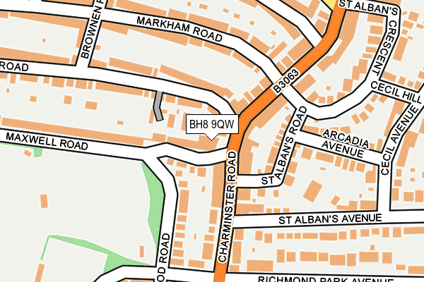 BH8 9QW map - OS OpenMap – Local (Ordnance Survey) BH8 9QW map - OS OpenMap – Local (Ordnance Survey)