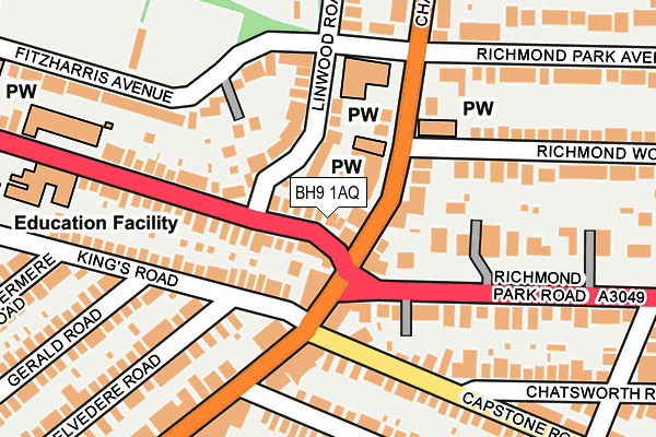 BH9 1AQ map - OS OpenMap – Local (Ordnance Survey)