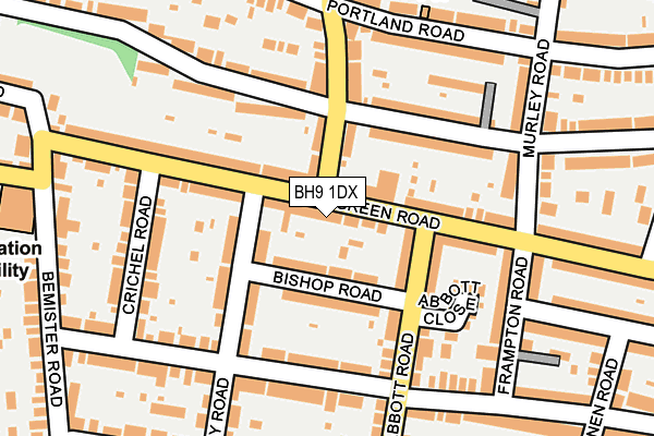 BH9 1DX map - OS OpenMap – Local (Ordnance Survey) BH9 1DX map - OS OpenMap – Local (Ordnance Survey)