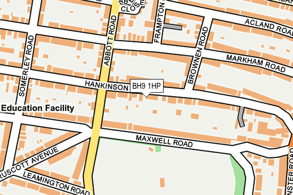 BH9 1HP map - OS OpenMap – Local (Ordnance Survey) BH9 1HP map - OS OpenMap – Local (Ordnance Survey)