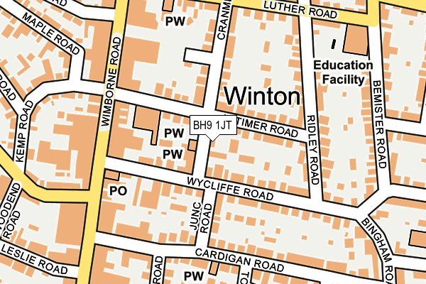 BH9 1JT map - OS OpenMap – Local (Ordnance Survey) BH9 1JT map - OS OpenMap – Local (Ordnance Survey)