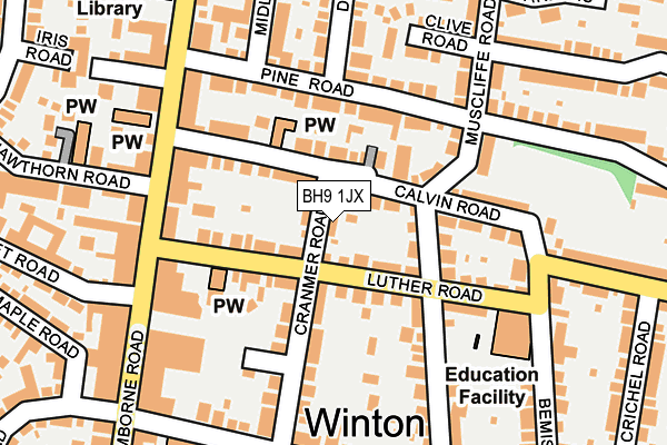 BH9 1JX map - OS OpenMap – Local (Ordnance Survey)