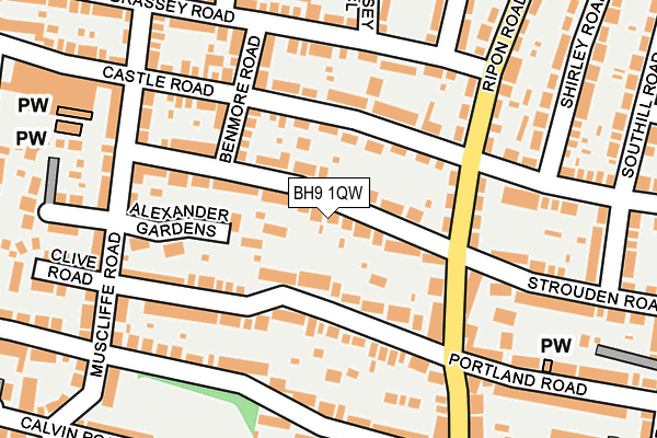 BH9 1QW map - OS OpenMap – Local (Ordnance Survey) BH9 1QW map - OS OpenMap – Local (Ordnance Survey)
