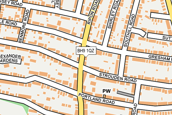 BH9 1QZ map - OS OpenMap – Local (Ordnance Survey) BH9 1QZ map - OS OpenMap – Local (Ordnance Survey)