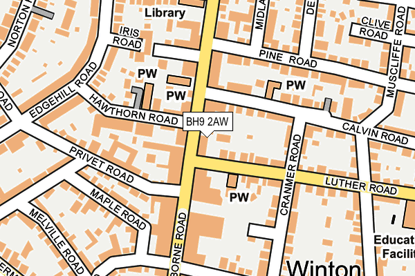 BH9 2AW map - OS OpenMap – Local (Ordnance Survey) BH9 2AW map - OS OpenMap – Local (Ordnance Survey)